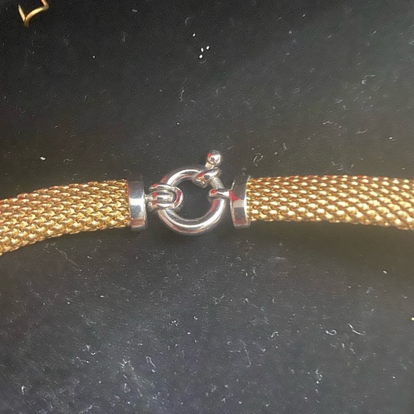 Diamond Ring Accent Mesh Necklace And Bracelet in Vermeil and Sterling Silver - Picture 4 of 6